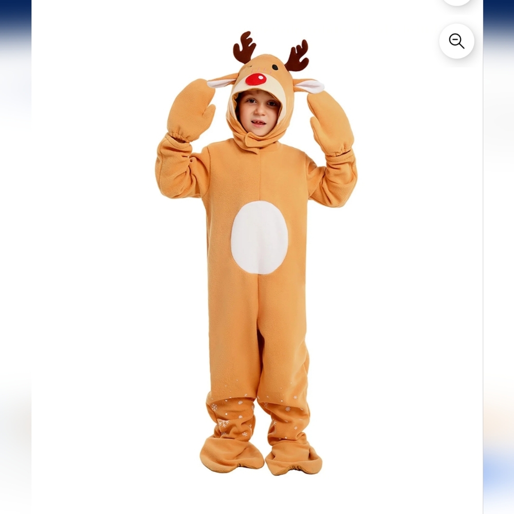 Kids Small Reindeer Cosplay Dress Up Costume Animal Onesie New Top Gloves